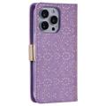 Lace Pattern iPhone 14 Pro Max Wallet Case - Purple