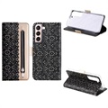 Lace Pattern Samsung Galaxy S22 5G Wallet Case - Black