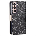 Lace Pattern Samsung Galaxy S22 5G Wallet Case - Black