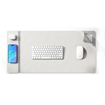 Large Desk Pad with 15W Wireless Charger for Smartphone/Earbuds - Grey