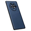 Leather Coated Honor Magic4 Hybrid Case - Blue