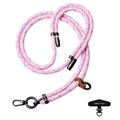 Leeu Design Striped Universal Crossbody Phone Lanyard - 160cm, 8mm - Pink