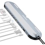 Lemorele TC28 12-in-1 USB-C Hub / Docking Station - Silver / Grey