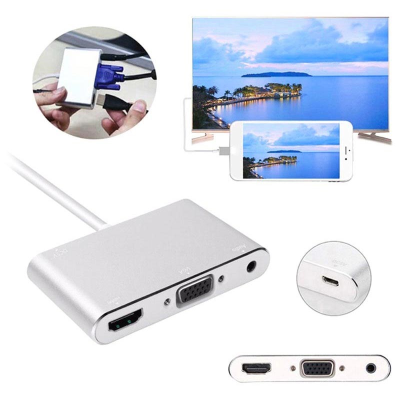Vind garn Emigrere Lightning / HDMI, VGA, Audio, MicroUSB Adapter - iPhone, iPad