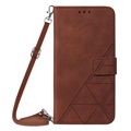 Line Series Samsung Galaxy S22 5G Wallet Case - Brown