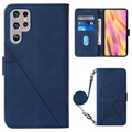 Line Series Samsung Galaxy S22 Ultra 5G Wallet Case - Blue