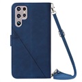 Line Series Samsung Galaxy S22 Ultra 5G Wallet Case - Blue