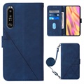 Line Series Sony Xperia 1 III Wallet Case - Blue