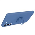 Samsung Galaxy S21 FE 5G Liquid Silicone Case with Ring Holder - Blue