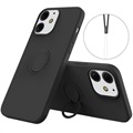 iPhone 13 Liquid Silicone Case with Ring Holder - Black