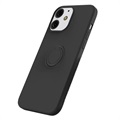 iPhone 13 Liquid Silicone Case with Ring Holder - Black