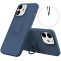 iPhone 13 Liquid Silicone Case with Ring Holder - Blue