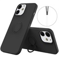 iPhone 13 Mini Liquid Silicone Case with Ring Holder - Black