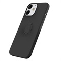 iPhone 13 Mini Liquid Silicone Case with Ring Holder - Black