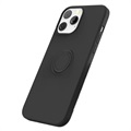iPhone 13 Pro Liquid Silicone Case with Ring Holder - Black