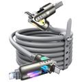 Lisen 240W 4-in-1 Charging Cable with RGB - 2m - Grey