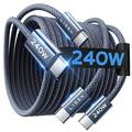 Lisen Braided USB-C to USB-C Cable - 240W, 2m, 2 Pcs. - Dark Blue