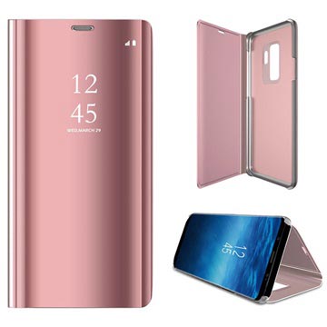 Luxury Mirror View Samsung Galaxy S9+ Flip Case - Rose Gold