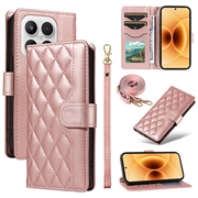 Xiaomi 17 Luxury Quilted Wallet Case - Rose Gold