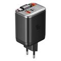 Mcdodo CH-4281 40W GaN Fast Charger with 65cm Retractable USB-C Cable and USB-C, USB-A Ports - Black