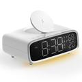 MOMAX Q.CLOCK5 Multifunction Rechargeable Bluetooth Speaker LED Digital Alarm Clock Support Phone Wireless Charging - White