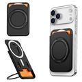 Magnetic Card Holder with Ring Kickstand - Black