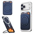 Magnetic Card Holder with Ring Kickstand - Blue