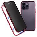 iPhone 15 Pro Max Magnetic Case with Privacy Tempered Glass - Red