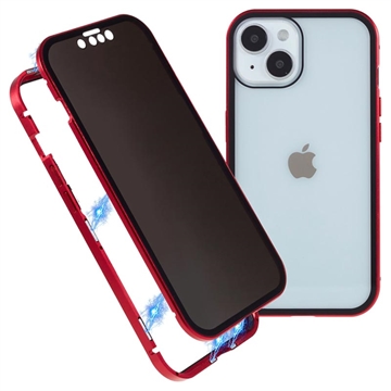 iPhone 15 Magnetic Case with Privacy Tempered Glass - Red