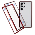 Samsung Galaxy S22 Ultra 5G Magnetic Case with Tempered Glass - Red