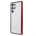 Samsung Galaxy S22 Ultra 5G Magnetic Case with Tempered Glass - Red