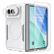 iPhone Duo Magnetic Case with Tempered Glass Screen Protector, Camera Lens Protector - White