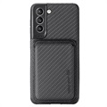 Samsung Galaxy S21 FE 5G Magnetic Case with Card Holder - Carbon Fiber - Black