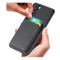 Samsung Galaxy S21 FE 5G Magnetic Case with Card Holder - Carbon Fiber - Black