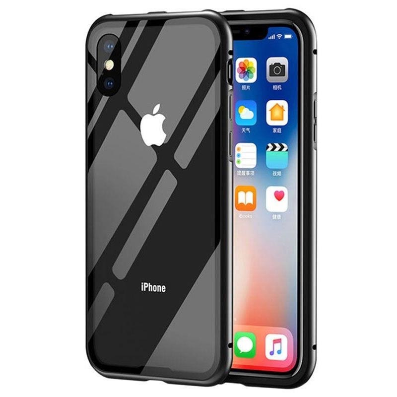 Iphone X Magnetic Case With Tempered Glass Back