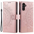 Samsung Galaxy A34 5G Mandala Series Wallet Case - Rose Gold