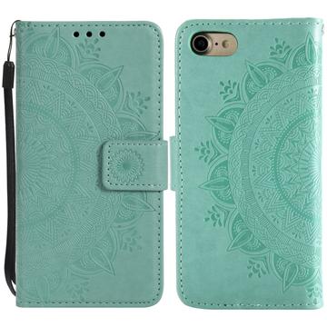 iPhone 7 8 SE (2020)/SE (2022) Mandala Series Wallet Case - Cyan