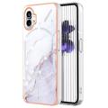 Marble Pattern Electroplated IMD Nothing Phone (1) TPU Case - White