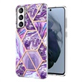 Marble Pattern Electroplated IMD Samsung Galaxy S21 FE 5G TPU Case - Purple