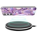 Marble Pattern Electroplated IMD Samsung Galaxy S21 FE 5G TPU Case - Purple
