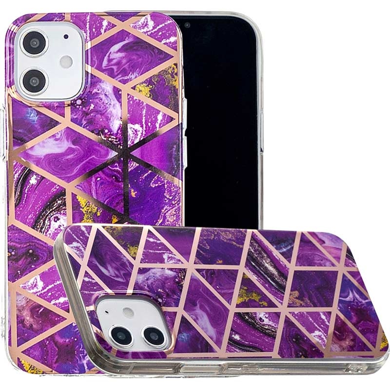 Marble Pattern Electroplated Imd Iphone 12 Mini Tpu Case Purple