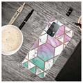 Marble Pattern Samsung Galaxy A32 (4G) TPU Case - Pink / Cyan