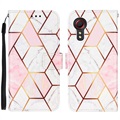 Marble Pattern Samsung Galaxy Xcover 5 Wallet Case - Pink / White