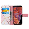 Marble Pattern Samsung Galaxy Xcover 5 Wallet Case - Pink / White