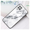 Marble Series Samsung Galaxy A22 4G Tempered Glass Case - White