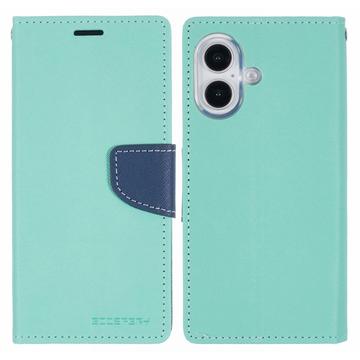 iPhone 16 Mercury Goospery Fancy Diary Wallet Case - Cyan