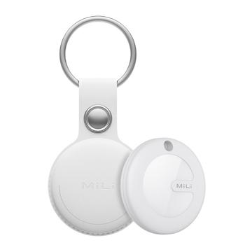 MiLi HD-P16 Bluetooth Tracker / Keyfinder for iOS with Leather Keychain – White