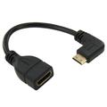 Mini HDMI to HDMI Angled Adapter Cable - 15cm