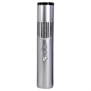 Mini Lipstick-Shaped Handheld Fan with Digital Display and LED Light - Grey