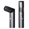 Mini Lipstick-Shaped Handheld Fan with Digital Display and LED Light - Grey